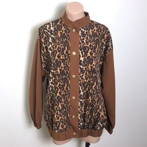 Sport Savvy Leopard Animal Print Brown Western Top